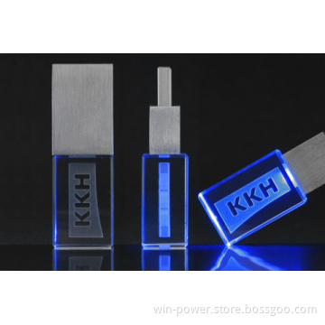 3D Crystal Glass LED USB Flash Drive
